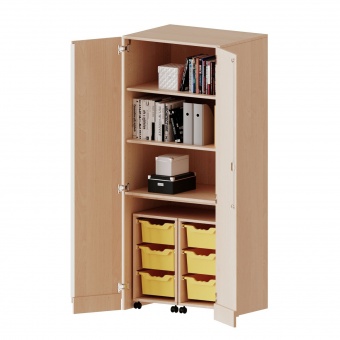 Garagenschrank OH,ne Sockel, 5 OH, 2 Container mit je 3 hohen Boxen, B/H/T 80x190x60cm 